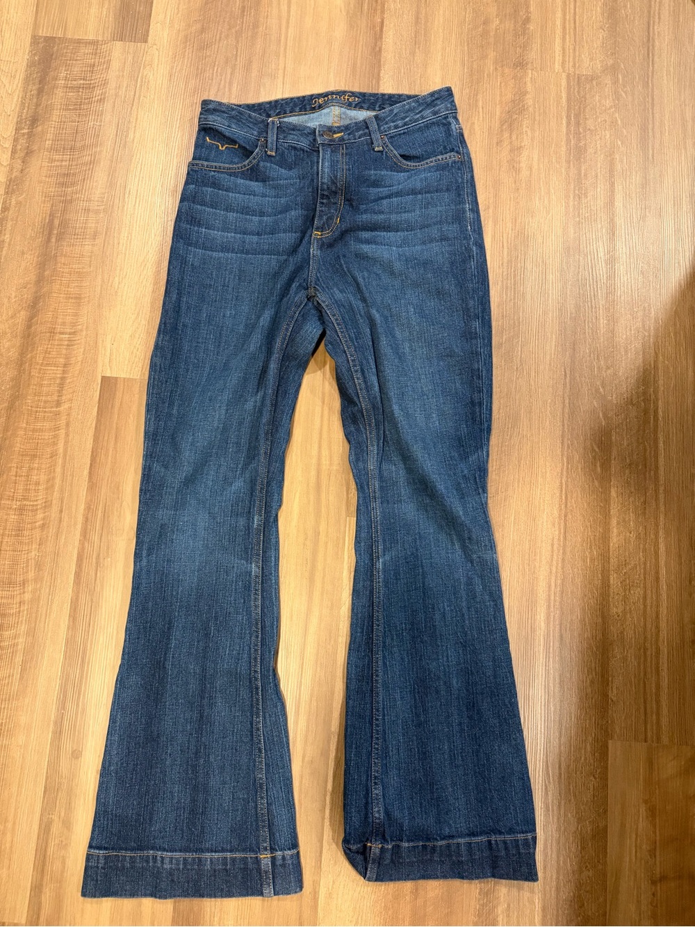 Jennifer Kimes Dark Blue Flare Jeans